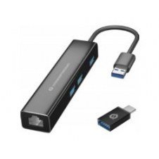 Hub Conceptronic Usb-a A 3usb-a 1xrj45 Negro
