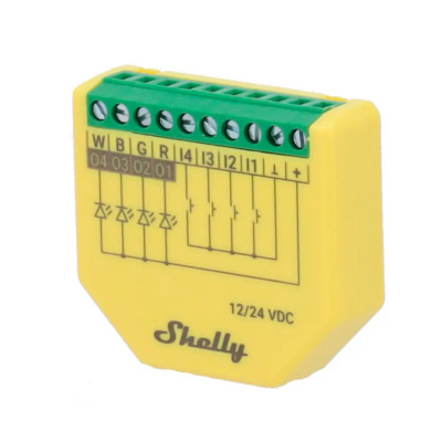 Controlador LED Shelly Plus RGBW PM - 12V/24V | Medición de consumo | Wi-Fi | Control RGBW