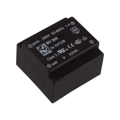 Transformador Encapsulado salida 12Vac 0,5VA entrada 230Vac BV2020159