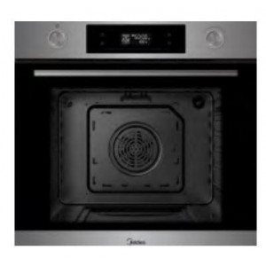 Horno pirolítico Midea MBOG2-E6P90(SS), 70 litros, 9 funciones, mandos escamoteables, panel táctil, guías telescópicas, 4 cristales, clase A+, inox