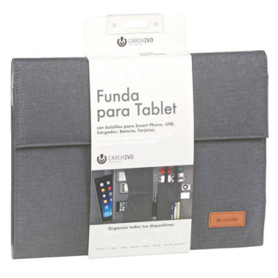 FUNDA TABLET VENTURE 10.1 BOLSILLO Y SOLAPA GRIS CARCHIVO 23210007