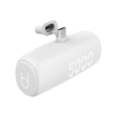Blackbyte Bateria Lipo Externa/Powerbank de 5000mAh - 10W - Entrada y Salida USB-C - Soporte Integrado - Tacto Engomado - Color Blanco