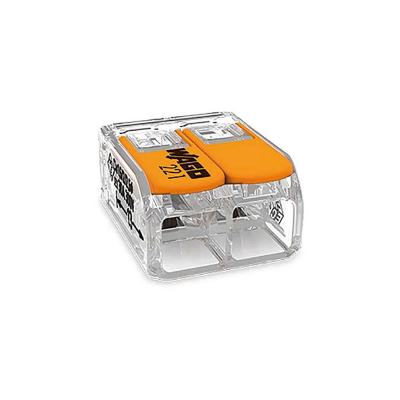 Conector rápido con palanca 2 vias, ø maximo 6 mm², 450 v , 41 a transparente 16 x 21,1 x 10,1 mm