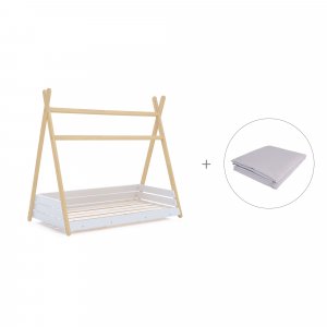 Cama cabaña Montessori madera 70x140 cm + toldo Carezza · Homy Life