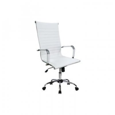 SILLA DE OFICINA EQUIP RESPALDO ALTO COLOR BLANCO RECUBRIMIENTO PU DE ALTA CALIDAD ERGONOMICA