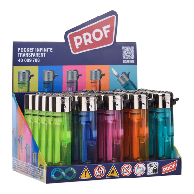 Encendedor de piedra, colores surtidos, transparente