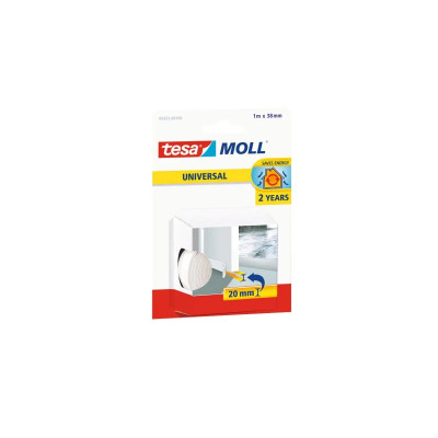 Tesa Moll Umbral Universal Aislante Multiusos 1m x 38mm - Fabricado en Espuma de PVC - Color Blanco