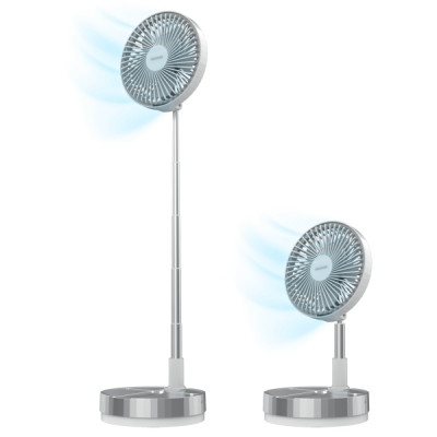 Cecotec EnergySilence 800 FoldAir Portable Control Ventilador de Pie Portatil - Bateria de 7200mAh - Plegable y Telescopico - Diametro de 8 - 4 Velocidades - Oscilacion Automatica - Acero Inoxidable