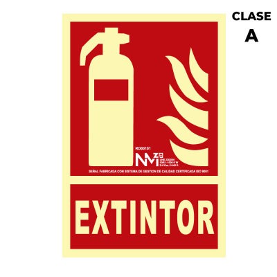 Cartel de extinción extintor clase a (pcv 1mm) 21x30cm normaluz