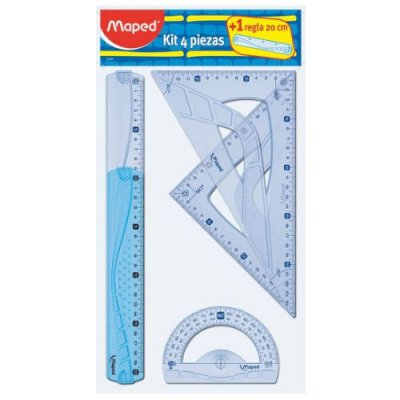 KIT DE 5 PIEZAS DE TRAZADO 2 REGLAS/CARTABON/ESCUADRA Y TRANSPORTADOR MAPED 897112