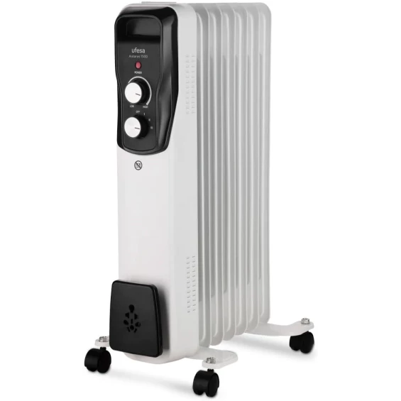Radiador de aceite Ufesa Antares 1500, 1.500 W, 7 elementos, termostato regulable, blanco
