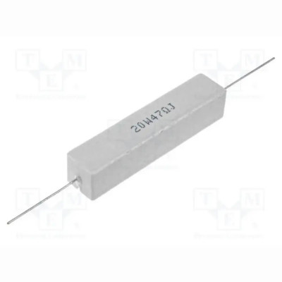 Resistor bobinado 4,7Ω de cemento THT 20W ±5% Ø0,8x35mm