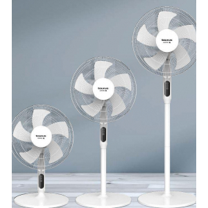 Ventilador de pie Taurus ICE BRISE, 3 en 1, 40 cm, 50W, 3 velocidades, 5 aspas, control remoto, oscilación, blanco