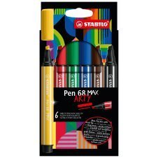 STABILO Pen 68 MAX rotulador Negro, Azul, Marrón, Verde, Rojo, Amarillo 6 pieza(s)