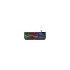 Mars Gaming MK124, Teclado Ergonómico H-Mech, Reposamuñecas Integrado, Iluminación FRGB Rainbow, Teclado Gaming Antighosting Avanzado, Teclado PC C