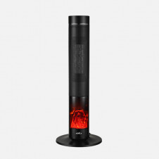 Termoventilador Ceramico Ptc Vertical Benton 2000w Negro 2pot Oscilante,efecto Llama,antivuelco 85x32x32cm