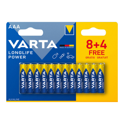 Pila alkalina longlife power aaa - lr03 (blister 8+4 uds) ø10,5x44,5mm