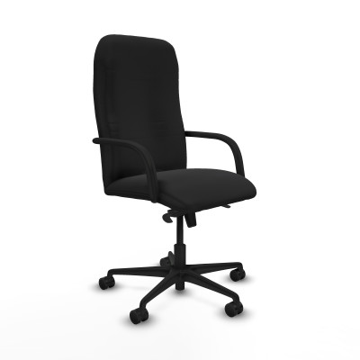 Silla de oficina Letur - Basculante - Símil piel negro - Brazos poliuretano - Base y ruedas 65 mm nailon