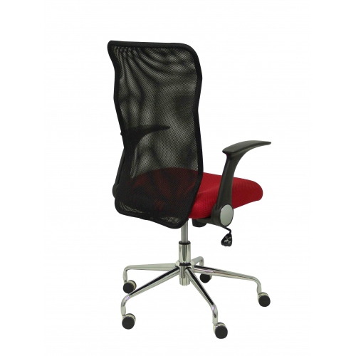 Silla Minaya respaldo malla negro asiento 3D rojo