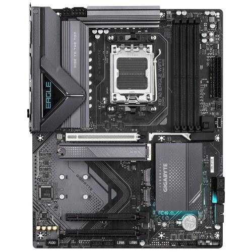 GIGABYTE Placa Base X870 EAGLE WIFI7 - Compatible con CPUs AMD Ryzen 9000, VRM de 14+2+2 fases, hasta 8000MHz DDR5 (OC), 4xPCIe 5.0 + 3xM.2, Wi-Fi 7, LAN 2.5GbE, USB 3.2 Gen 2x2