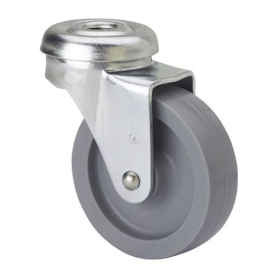 Rueda giratoria con agujero y eje liso, color gris, carga máx. 22 kg, ø 4 cm