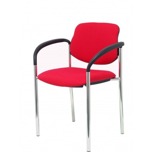 Silla fija Villalgordo bali rojo chasis cromo con brazos