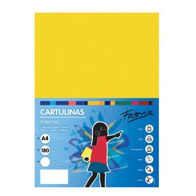 Fabrisa Pack de 50 Cartulinas 180 g/m² - Tamaño A4 - Color Amarillo Fuerte