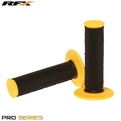 Puños compuestos dobles RFX serie Pro con centro negro (negro/ amarillo), pareja FXHG2010099YL