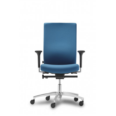 Silla Just Evo traslack tapizado polo azul brazos 4D base aluminio
