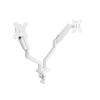 Soporte mesa tooq hasta 34 pulgadas vesa 100 x 100 max 10kg brazo doble blanco