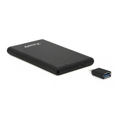 Caja externa tooq tqe - 2533b para hdd 2.5pulgadas 9.5 mm sata usb 3.1 usb tipo c negro