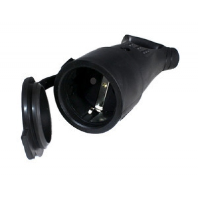 Clavija Eléctrica Aerea Hembra SCHUKO Goma a DEDO NEGRA 16A DH