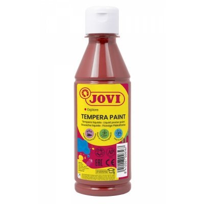 Jovi Tempera Paint Tempera Liquida 250ml - Base Agua - Lista para Usar - Alto Poder Cubriente - Secado Rapido - Excelente Fluidez - Adherencia en Multiples Superficies - Color Marron