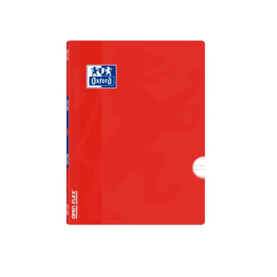 Oxford School Classic Openflex A5+ Libreta Grapada - Tapa de Plastico Resistente - Pauta 3.5 con Margen - 48 Hojas de Alta Calidad - Color Rojo