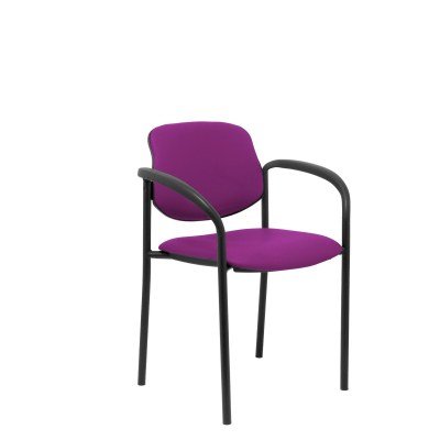 Silla fija Styl similpiel morado chasis negro con brazos