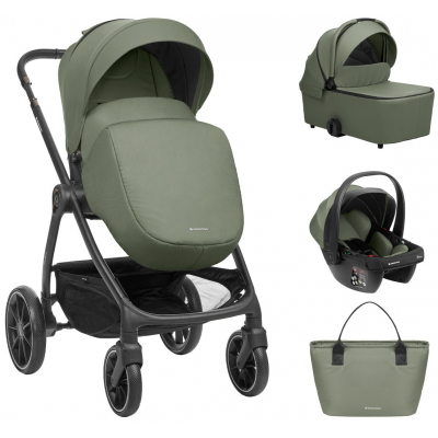 Carrito de bebé Kikkaboo 3 en 1 con capazo Modena Verde Militar