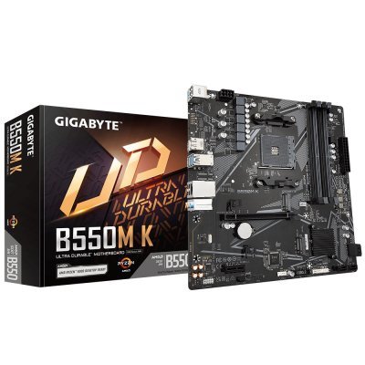 GIGABYTE B550M K Placa base - Procesadores AMD Ryzen 5000, hasta 4733 MHz DDR4, 1xPCIe 4.0 + 1xPCIe 3.0 M.2, LAN 1GbE, USB 3.2 Gen 1