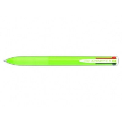 Pilot Boligrafo de Bola Retractil Super Grip G4 - 4 Colores - Punta 1.0mm - Trazo 0.27mm - Cuerpo Verde Lima