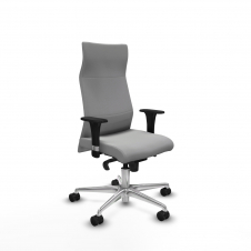 Piqueras y Crespo Albacete direcci?n sincro similpiel gris claro brazos 1D cromados base aluminio ruedas 65 nailon