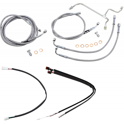 Kit completo de cable de manillar/línea de freno en acero inoxidable trenzado BURLY BRAND B30-1165