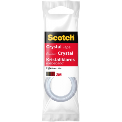 Scotch Crystal Pack de 2 Cintas Adhesivas Invisible - 19mm x 10m - Supertransparente - Color Blanco
