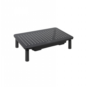 Tooq SOPORTE ELEVADOR PARA MONITORES CON CAJÓN, NEGRO