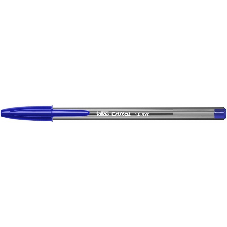 Bic Cristal Large Boligrafo de Bola - Punta Gruesa de 1.6mm - Trazo de 0.60mm - Tinta con Base de Aceite - Translucido - Color Azul