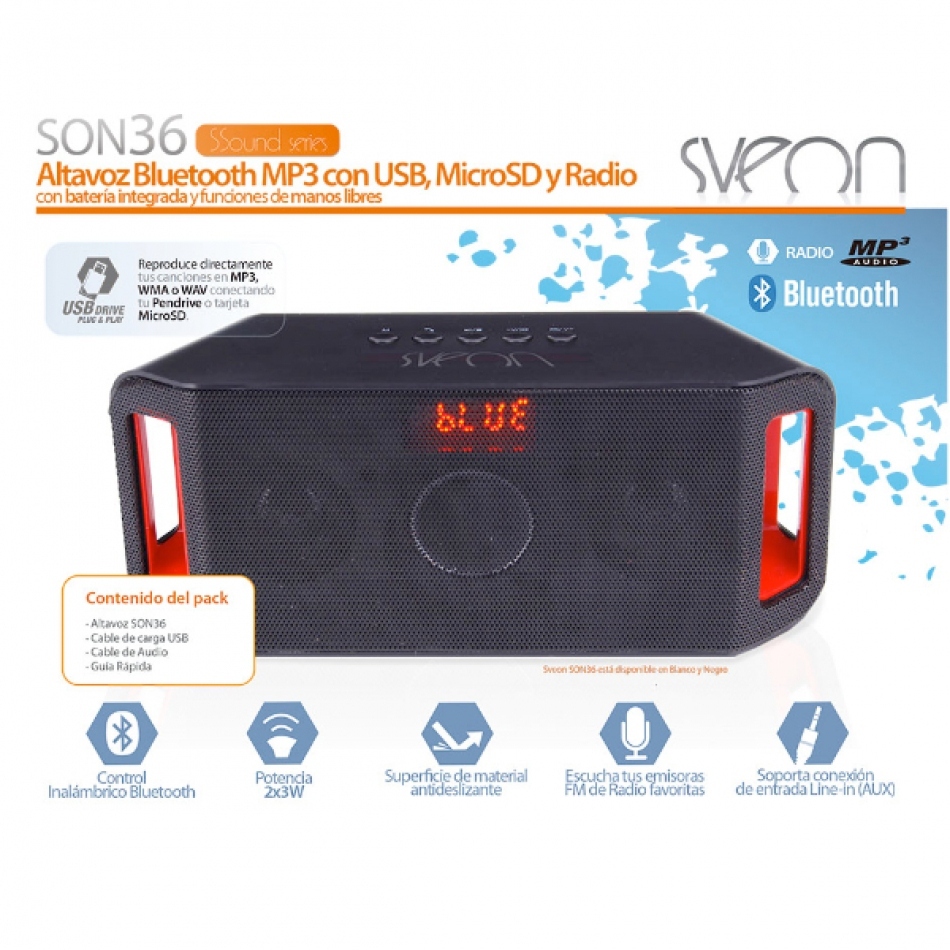 Sveon SON36_01 Altavoz Bluetooth Usb Mp3 Player & Radio