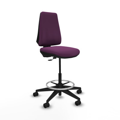 Taburete Elche CP similpiel morado base piramidal ruedas 65mm nailon