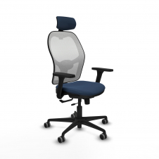 Piqueras y Crespo Jorquera traslack malla blanca similpiel azul marino brazos 3D base nailon cabecero 2D ruedas 65mm engomada