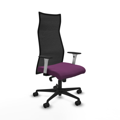Albacete malla sincro malla negra similpiel morado brazos blancos base nailon ruedas 65 mm nailon