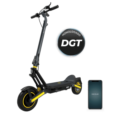 Cecotec Bongo GS50 XXL Connected Patinete Electrico - 800W - Base Ultra Ancha - Doble Suspension - Autonomia 50km - Neumaticos 10 - Frenos de Disco - Homologado por la DGT - Color Negro y Amarillo