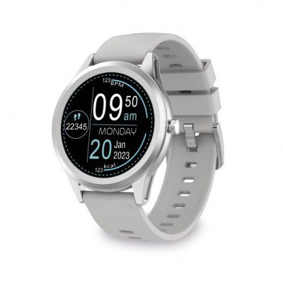 Ksix Globe Reloj Smartwatch Pantalla 1.28 - Bluetooth 5.0 BLE - Autonomia hasta 7 dias - Resistencia al Agua IP67 - Color Plata
