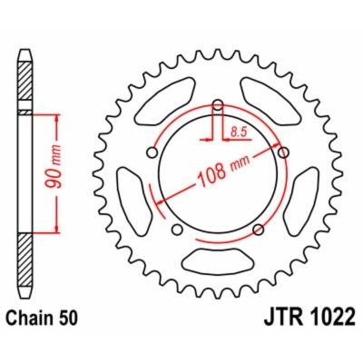 Corona JT SPROCKETS acero estándar 1022 - Paso 530 JTR1022.38